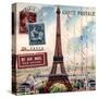 Eiffel Tower, French Vintage Postcard Collage-Piddix-Stretched Canvas