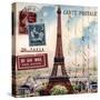 Eiffel Tower, French Vintage Postcard Collage-Piddix-Stretched Canvas