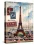 Eiffel Tower, French Vintage Postcard Collage-Piddix-Stretched Canvas