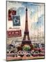 Eiffel Tower, French Vintage Postcard Collage-Piddix-Mounted Art Print