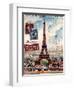 Eiffel Tower, French Vintage Postcard Collage-Piddix-Framed Art Print