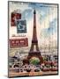 Eiffel Tower, French Vintage Postcard Collage-Piddix-Mounted Art Print