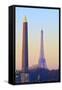 Eiffel Tower from Place De La Concorde with Obelisk in Foreground, Paris, France, Europe-Neil-Framed Stretched Canvas