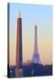 Eiffel Tower from Place De La Concorde with Obelisk in Foreground, Paris, France, Europe-Neil-Stretched Canvas