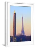 Eiffel Tower from Place De La Concorde with Obelisk in Foreground, Paris, France, Europe-Neil-Framed Photographic Print