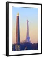 Eiffel Tower from Place De La Concorde with Obelisk in Foreground, Paris, France, Europe-Neil-Framed Photographic Print