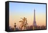 Eiffel Tower from Place De La Concorde with Statue in Foreground, Paris, France, Europe-Neil-Framed Stretched Canvas