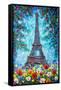 Eiffel Tower in Spring Flowers-Valery Rybakow-Framed Stretched Canvas