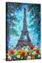 Eiffel Tower in Spring Flowers-Valery Rybakow-Stretched Canvas