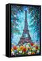 Eiffel Tower in Spring Flowers-Valery Rybakow-Framed Stretched Canvas