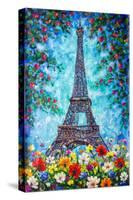 Eiffel Tower in Spring Flowers-Valery Rybakow-Stretched Canvas