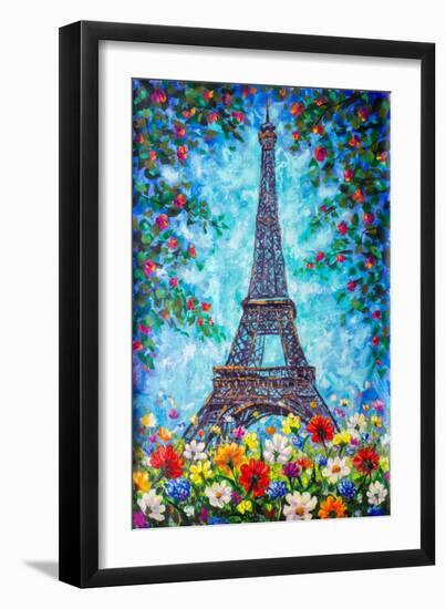 Eiffel Tower in Spring Flowers-Valery Rybakow-Framed Art Print