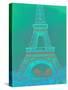 Eiffel Tower in Turquoise-Cora Niele-Stretched Canvas