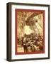 Eiffel Tower Machinery with a Man Beside the Wheel That Raises Elevator-null-Framed Giclee Print