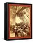 Eiffel Tower Machinery with a Man Beside the Wheel That Raises Elevator-null-Framed Stretched Canvas