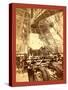 Eiffel Tower Machinery with a Man Beside the Wheel That Raises Elevator-null-Stretched Canvas