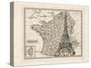 Eiffel Tower Map-Tina Carlson-Stretched Canvas