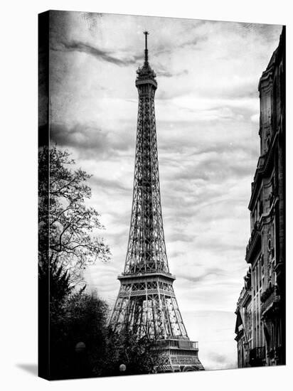 Eiffel Tower, Paris, France - Vintique Black and White Photography-Philippe Hugonnard-Stretched Canvas