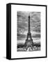 Eiffel Tower, Paris, France - White Frame and Full Format - Black and White Photography-Philippe Hugonnard-Framed Stretched Canvas