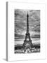 Eiffel Tower, Paris, France - White Frame and Full Format - Black and White Photography-Philippe Hugonnard-Stretched Canvas