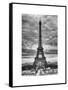 Eiffel Tower, Paris, France - White Frame and Full Format - Black and White Photography-Philippe Hugonnard-Framed Stretched Canvas