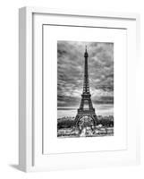 Eiffel Tower, Paris, France - White Frame and Full Format - Black and White Photography-Philippe Hugonnard-Framed Art Print