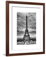 Eiffel Tower, Paris, France - White Frame and Full Format - Black and White Photography-Philippe Hugonnard-Framed Art Print