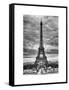 Eiffel Tower, Paris, France - White Frame and Full Format - Black and White Photography-Philippe Hugonnard-Framed Stretched Canvas