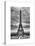 Eiffel Tower, Paris, France - White Frame and Full Format - Black and White Photography-Philippe Hugonnard-Stretched Canvas