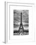 Eiffel Tower, Paris, France - White Frame and Full Format - Black and White Photography-Philippe Hugonnard-Framed Art Print