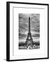 Eiffel Tower, Paris, France - White Frame and Full Format - Black and White Photography-Philippe Hugonnard-Framed Art Print