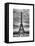 Eiffel Tower, Paris, France - White Frame and Full Format - Black and White Photography-Philippe Hugonnard-Framed Stretched Canvas