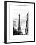 Eiffel Tower, Paris, France - White Frame and Full Format - Black and White Photography-Philippe Hugonnard-Framed Art Print