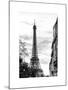 Eiffel Tower, Paris, France - White Frame and Full Format - Black and White Photography-Philippe Hugonnard-Mounted Art Print