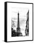 Eiffel Tower, Paris, France - White Frame and Full Format - Black and White Photography-Philippe Hugonnard-Framed Stretched Canvas