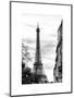 Eiffel Tower, Paris, France - White Frame and Full Format - Black and White Photography-Philippe Hugonnard-Mounted Art Print