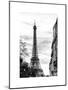 Eiffel Tower, Paris, France - White Frame and Full Format - Black and White Photography-Philippe Hugonnard-Mounted Art Print