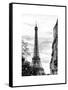 Eiffel Tower, Paris, France - White Frame and Full Format - Black and White Photography-Philippe Hugonnard-Framed Stretched Canvas