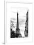 Eiffel Tower, Paris, France - White Frame and Full Format - Black and White Photography-Philippe Hugonnard-Framed Art Print