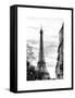 Eiffel Tower, Paris, France - White Frame and Full Format - Black and White Photography-Philippe Hugonnard-Framed Stretched Canvas