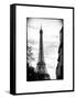 Eiffel Tower, Paris, France - White Frame and Full Format - Black and White Photography-Philippe Hugonnard-Framed Stretched Canvas