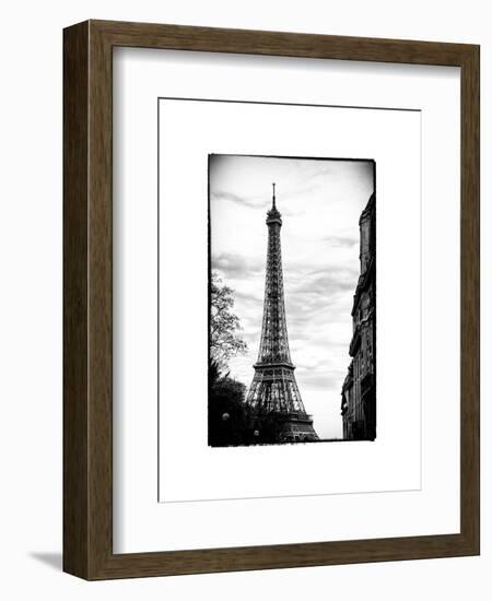 Eiffel Tower, Paris, France - White Frame and Full Format - Black and White Photography-Philippe Hugonnard-Framed Art Print