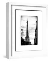 Eiffel Tower, Paris, France - White Frame and Full Format - Black and White Photography-Philippe Hugonnard-Framed Art Print