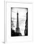 Eiffel Tower, Paris, France - White Frame and Full Format - Black and White Photography-Philippe Hugonnard-Framed Art Print