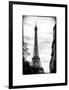 Eiffel Tower, Paris, France - White Frame and Full Format - Black and White Photography-Philippe Hugonnard-Framed Art Print