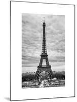 Eiffel Tower, Paris, France - White Frame and Full Format - Black and White Photography-Philippe Hugonnard-Mounted Art Print