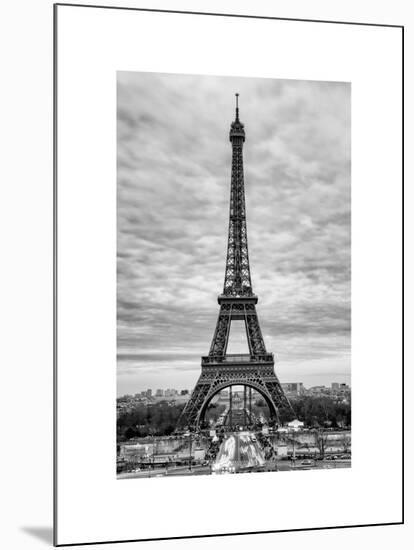 Eiffel Tower, Paris, France - White Frame and Full Format - Black and White Photography-Philippe Hugonnard-Mounted Art Print