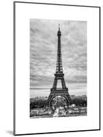 Eiffel Tower, Paris, France - White Frame and Full Format - Black and White Photography-Philippe Hugonnard-Mounted Art Print