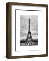 Eiffel Tower, Paris, France - White Frame and Full Format - Black and White Photography-Philippe Hugonnard-Framed Art Print