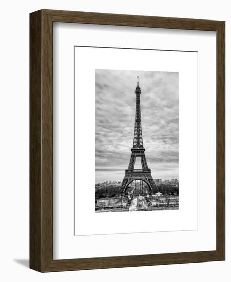 Eiffel Tower, Paris, France - White Frame and Full Format - Black and White Photography-Philippe Hugonnard-Framed Art Print